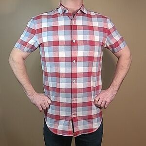 FRANK AND OAK Men's Short Sleeved Button-Down Shirt, Linen Blend